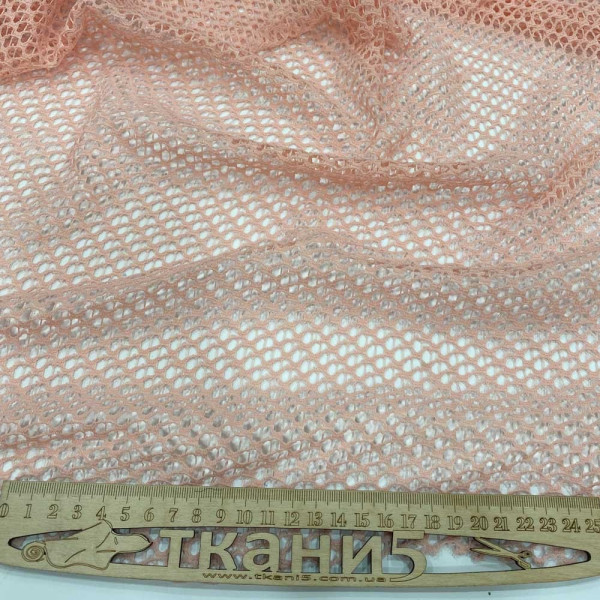 Ткань ажурная сетка (персик) (арт. 21324) однотонный персиковый ✔ Цена от 120 грн → опт и розница
