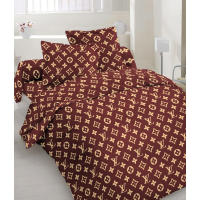 Бязь "Gold Lux" Louis Vuitton Принт (коричневий)