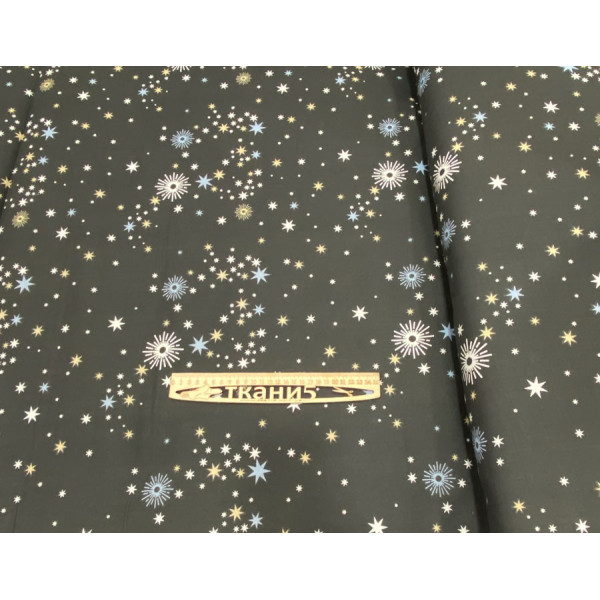 Ткань бязь "gold lux" звездное небо компаньон (черный-серый) (арт. 21253) звезды ⭐️ серый ✔ Цена от 76 грн → опт и розница
