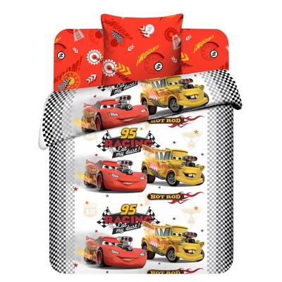 Бязь "Gold Lux" тачки КОМПАНЬОН (белый-красный)