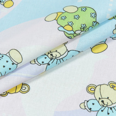 Бязь дитяча 100% бавовна Ведмедики (блакитний-зелений)