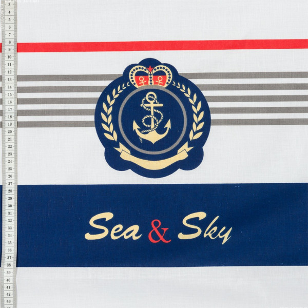 Ткань бязь принт "gold lux" sea & sky (белый-синий) (арт. 16343) морской синий ✔ Цена от 80 грн → опт и розница