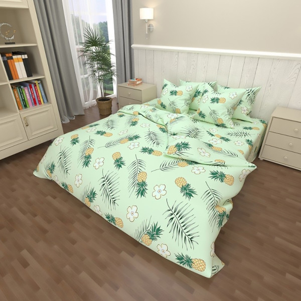 Бязь принт "Gold Lux" ананаси (м'ята)