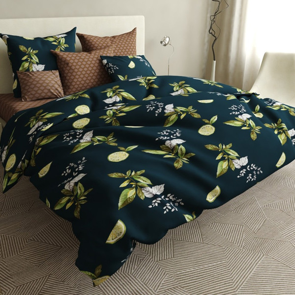 Бязь принт "Gold Lux" листя лайм (зелений)
