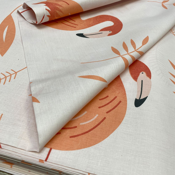 Ткань бязь принт "gold lux" фламинго (белый-розовый) (арт. 9719) fauna & flora print розовый ✔ Цена от 80 грн → опт и розница