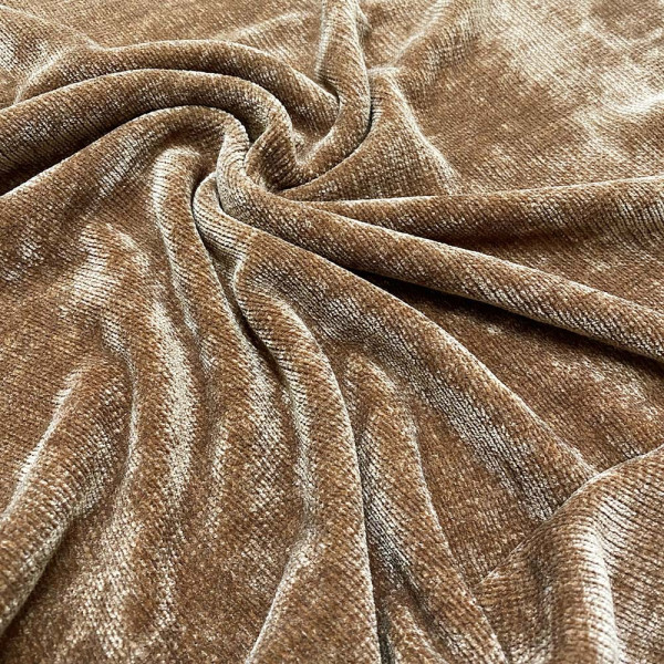 Ткань вельветовый плюш miu-miu (коричневый) (арт. 9142) однотонный бежевый ✔ Цена от 140 грн → опт и розница