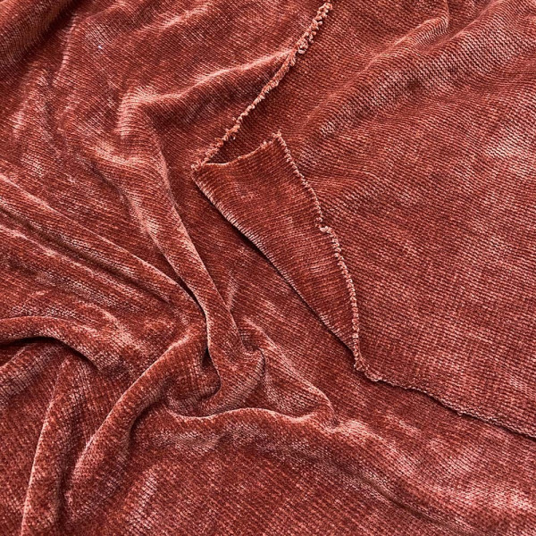 Ткань вельветовый плюш miu-miu (терракот) (арт. 9149) однотонный ✔ Цена от 140 грн → опт и розница