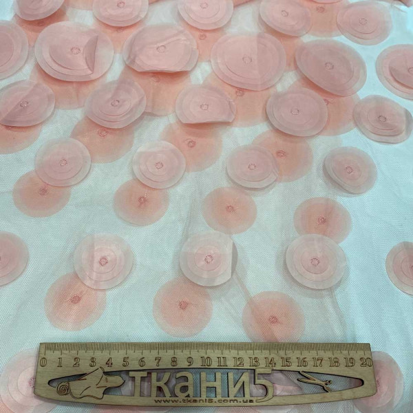 Тканина гіпюр 3d кола (персик) (арт. 21461) вишивка гіпюр персиковий ✔ Ціна від 160 грн → опт та роздріб