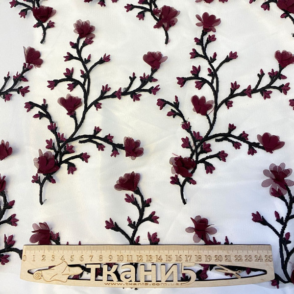 Ткань гипюр вышивка 3d flowers (марсала) (арт. 21295) вышивка марсала ✔ Цена от 160 грн → опт и розница