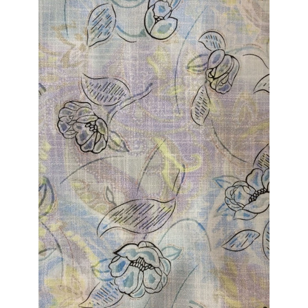 Ткань лен органза ( голубые цветы ) (арт. 774) fauna & flora print ✔ Цена от 90 грн → опт и розница