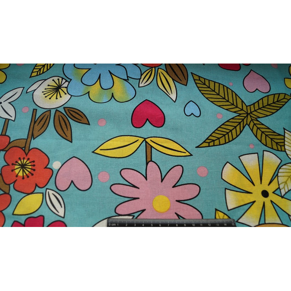 Ткань лен принт (цветы на мятном фоне) (арт. 6177) fauna & flora print мята ✔ Цена от 144 грн → опт и розница