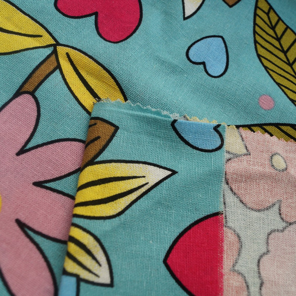 Ткань лен принт (цветы на мятном фоне) (арт. 6177) fauna & flora print мята ✔ Цена от 144 грн → опт и розница