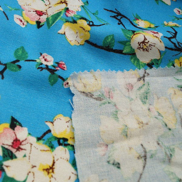 Ткань лен принт цветы (голубой) (арт. 6157) fauna & flora print голубой ✔ Цена от 144 грн → опт и розница