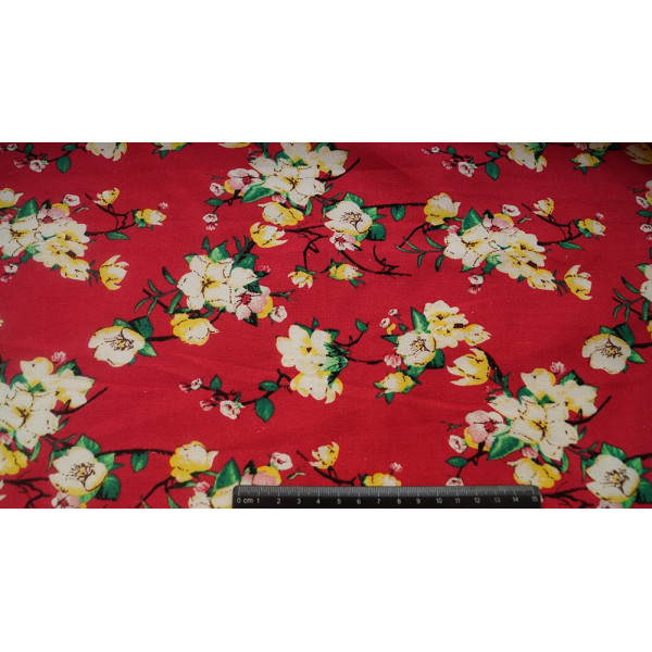 Ткань лен принт цветы (красный) (арт. 6158) fauna & flora print красный ✔ Цена от 144 грн → опт и розница