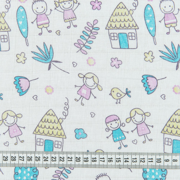 Ткань муслин принт happy family (мультиколор) (арт. 17863) детский принт мультиколор ✔ Цена от 108 грн → опт и розница