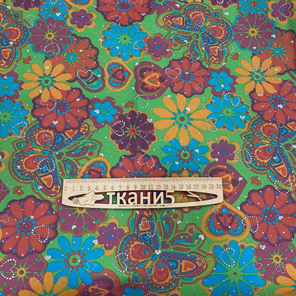 Оксфорд 500D з блискітками метелика зелені (420 GSM)