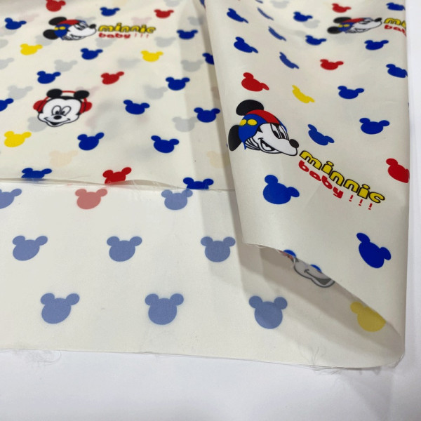Тканина плащова лаке minnic baby face (молочний) (арт. 22097) дитячий принт плащова лаке молочний ✔ Ціна від 100 грн → опт та ро