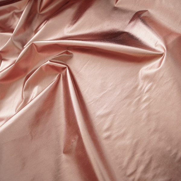 Тканина плащовка металева рожева (rose gold) (арт. 7433) однотонний фольга рожевий ✔ Ціна від 100 грн → опт та роздріб