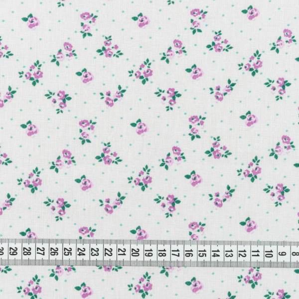 Тканина ситець принт дрібні квіти на білому (арт. 17847) fauna & flora print ситець бузковий ✔ Ціна від 48 грн → опт та роздріб