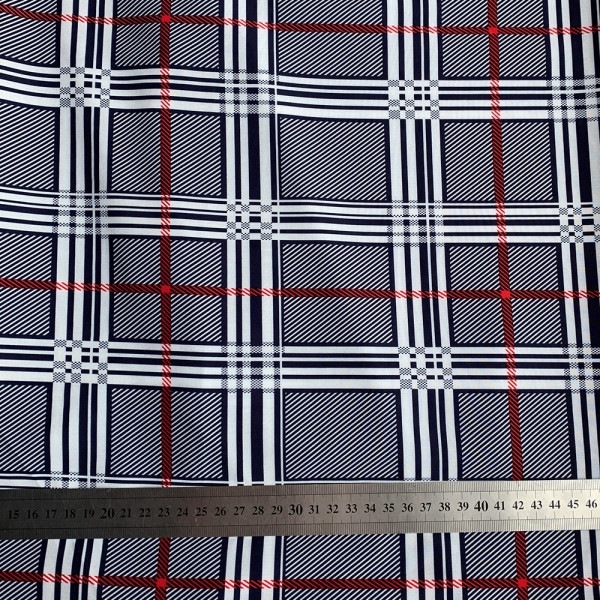 Ткань софт стрейч клетка крупная (темно-сине-белая) (арт. 8413) клетка темно-сине -белая клетка с красной полосой ✔ Цена от 100 