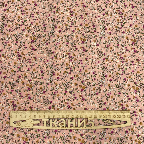 Ткань софт стрейч принт (персик) (арт. 20723) цветочный (flora) персиковый ✔ Цена от 88 грн → опт и розница