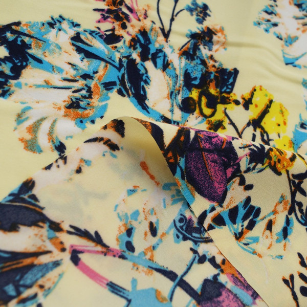 Тканина софт стрейч квіти (арт. 6341) fauna & flora print софт жовтий ✔ Ціна від 96 грн → опт та роздріб