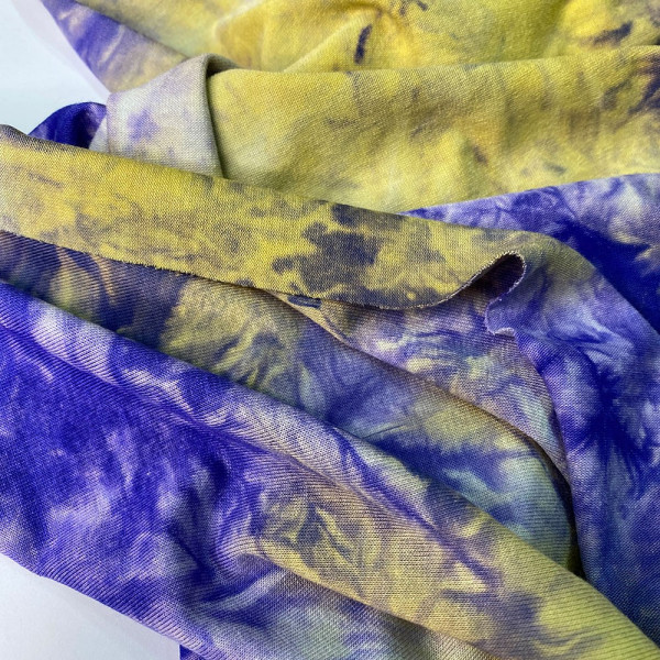 Ткань трикотаж вискоза принт tie dye (желтый-синий) (арт. 20855) абстракция синий ✔ Цена от 140 грн → опт и розница