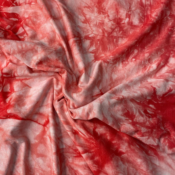 Трикотаж вискоза принт Tie dye (красный)