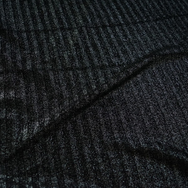 Трикотаж люрекс полоска (черный с серебряной нитью)