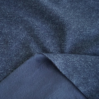 Трикотаж на меху DENIM принт (синий) 2