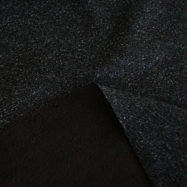 Ткань трикотаж на меху denim принт (черный) (арт. 8048) однотонный черный ✔ Цена от 260 грн → опт и розница