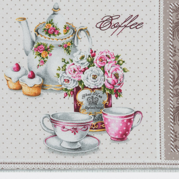 Ткань хлопок скатертный рогожка coffee time (бежевый) (арт. 21303) кухонный бежевый ✔ Цена от 100 грн → опт и розница