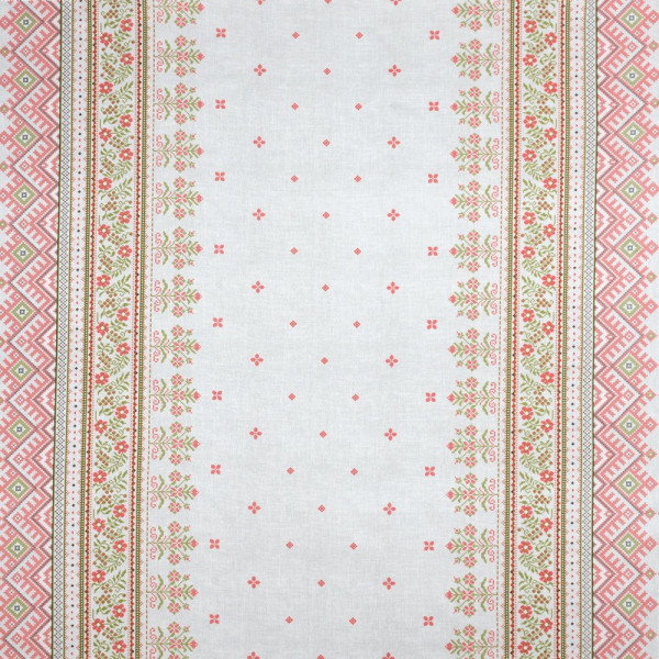 Ткань хлопок скатертный рогожка орнамент (молочный) (арт. 18842) орнамент красный ✔ Цена от 100 грн → опт и розница