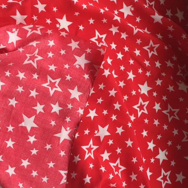 Ткань штапель звезды белые на красном фоне (арт. 4879) звезды ⭐️ красный ✔ Цена от 84 грн → опт и розница