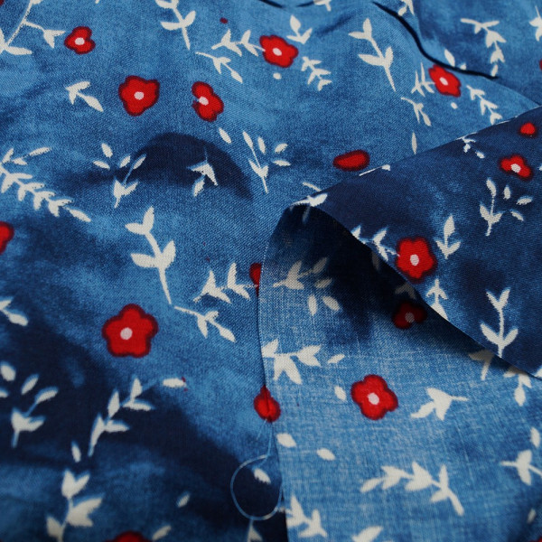 Ткань штапель принт (красные цветочки) (арт. 6225) fauna & flora print синий ✔ Цена от 84 грн → опт и розница