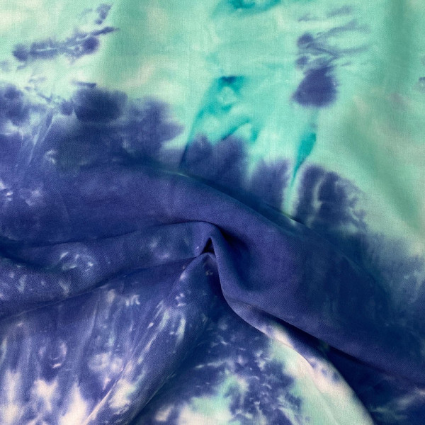Ткань штапель принт tie dye (мята-синий) (арт. 20825) абстракция мята ✔ Цена от 170 грн → опт и розница