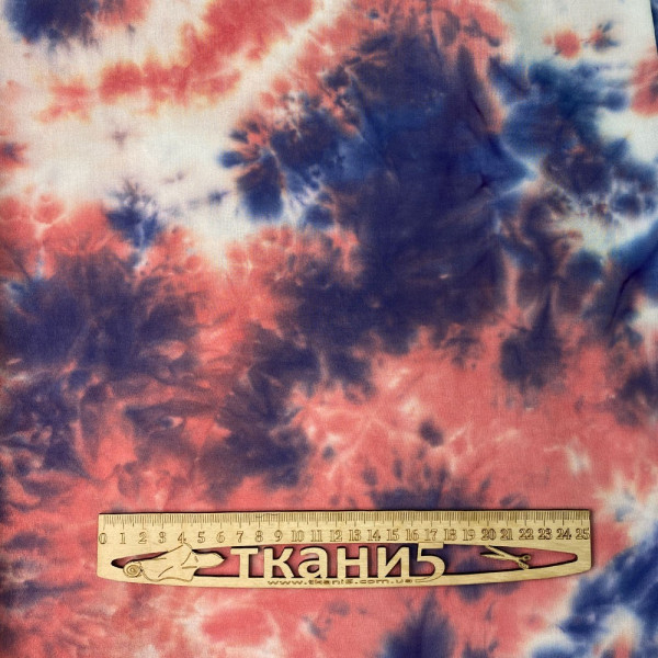 Ткань штапель принт tie dye (персик-синий) (арт. 20826) абстракция синий ✔ Цена от 120 грн → опт и розница
