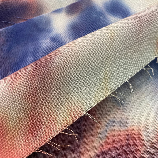 Ткань штапель принт tie dye (персик-синий) (арт. 20826) абстракция синий ✔ Цена от 120 грн → опт и розница