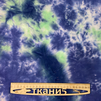 Штапель принт Tie dye (салат-синій) 2