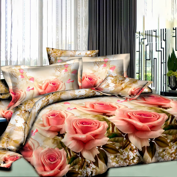 Бязь принт "Gold Lux" 3D (Roses)